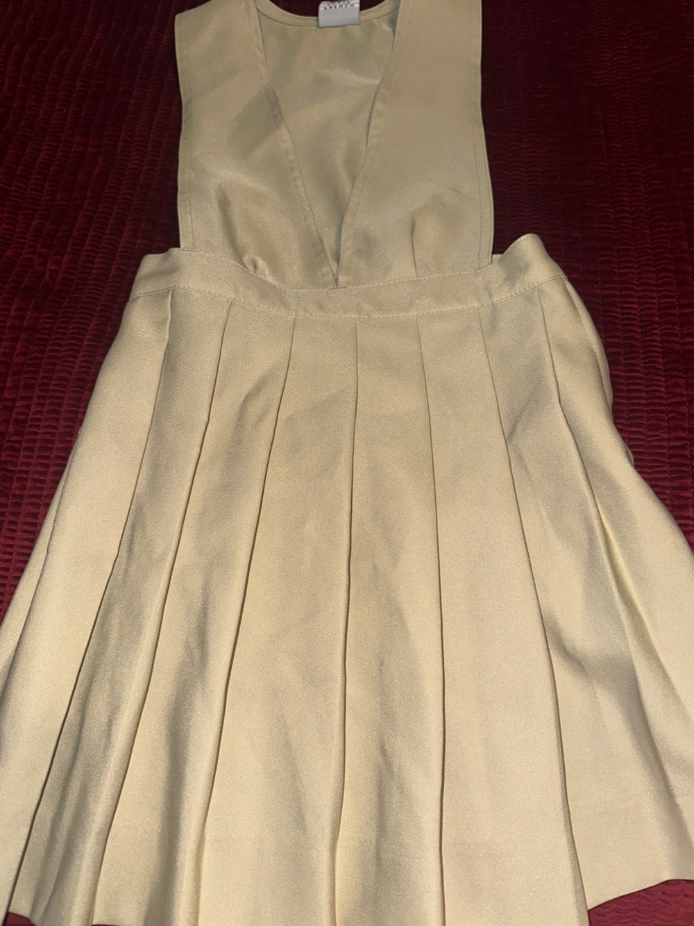 French Toast Cream Pleated Jumper Dress